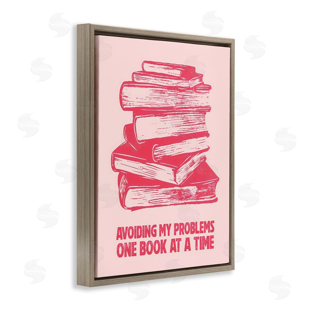 LSR Design Studio Avoiding Problems One Book At A Time Brown Floating Frame Canvas Wall Art Print