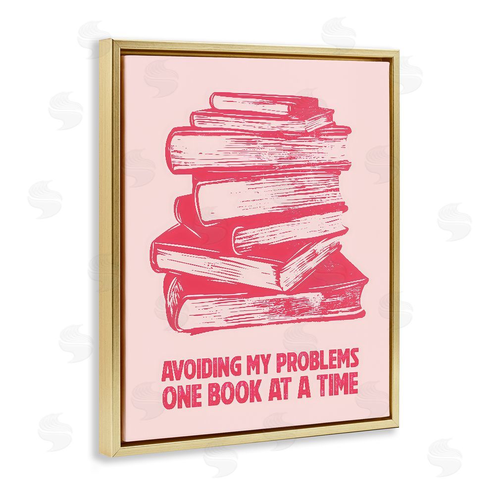 LSR Design Studio Avoiding Problems One Book At A Time Gold Floating Frame Canvas Wall Art Print