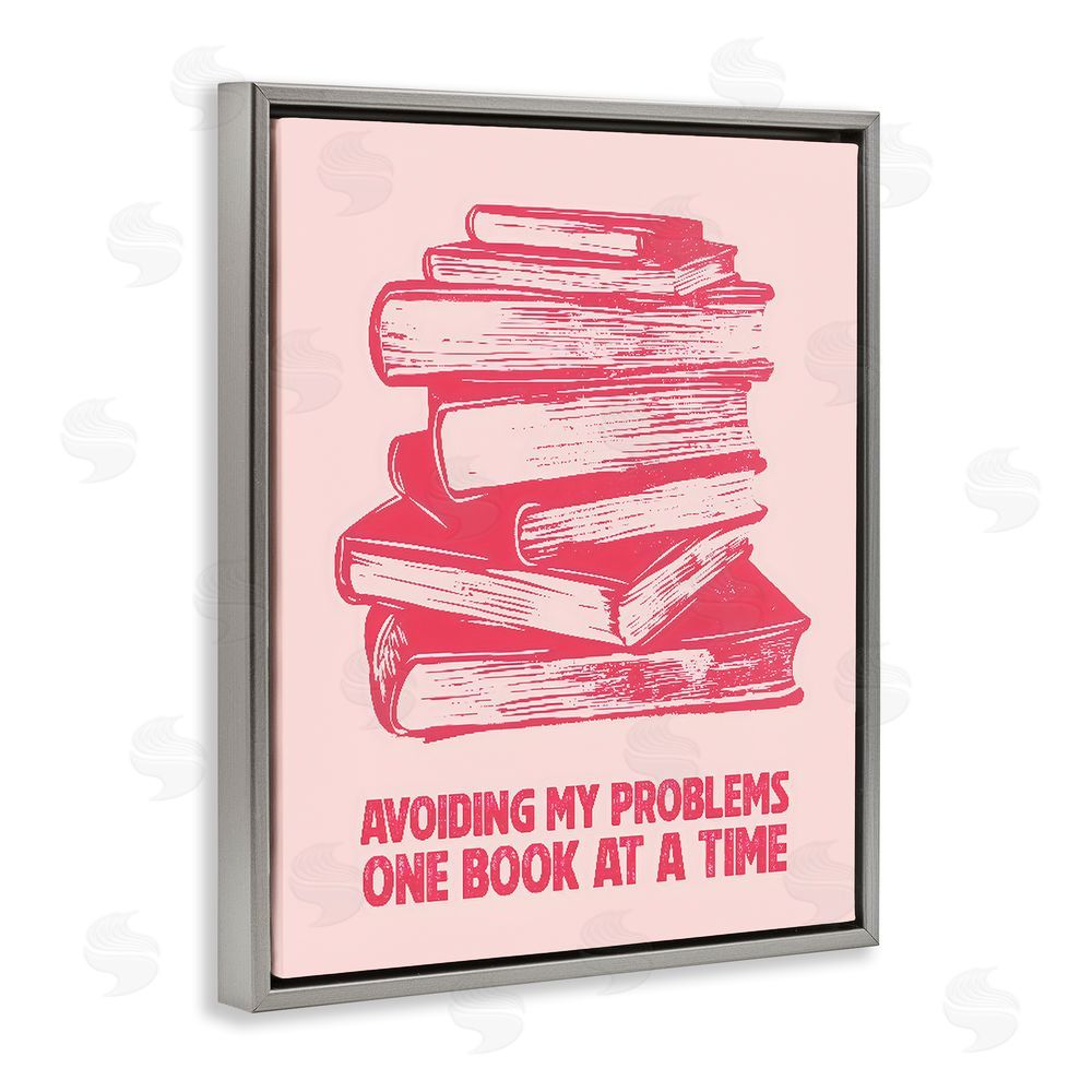 LSR Design Studio Avoiding Problems One Book At A Time Gray Floating Frame Canvas Wall Art Print