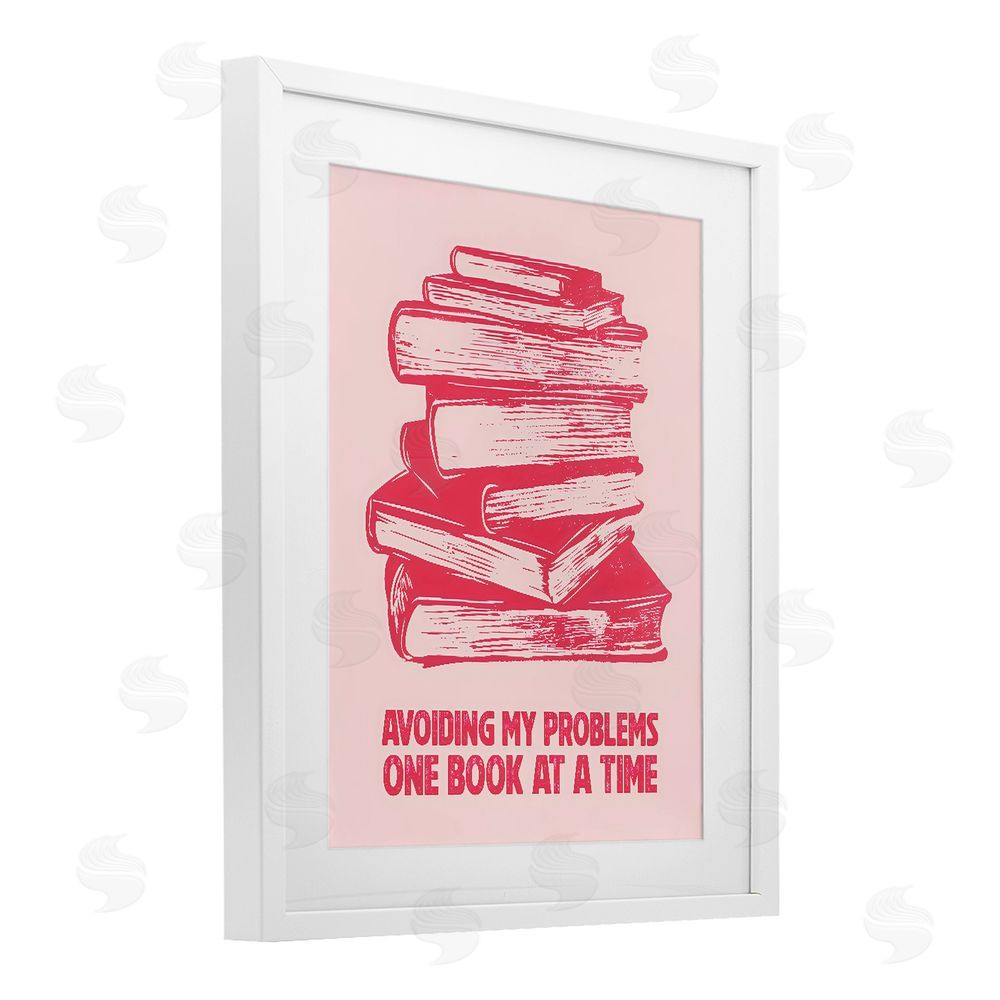 LSR Design Studio Avoiding Problems One Book At A Time White Framed Print Under Glass Wall Art