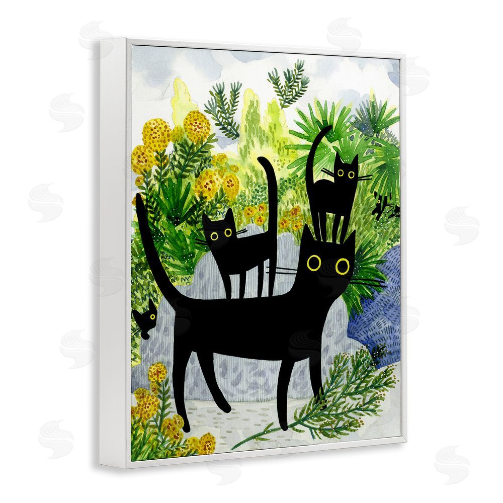 Leeza Hernandez Cat Walk on Garden Path White Framed Giclee Wall Art Print