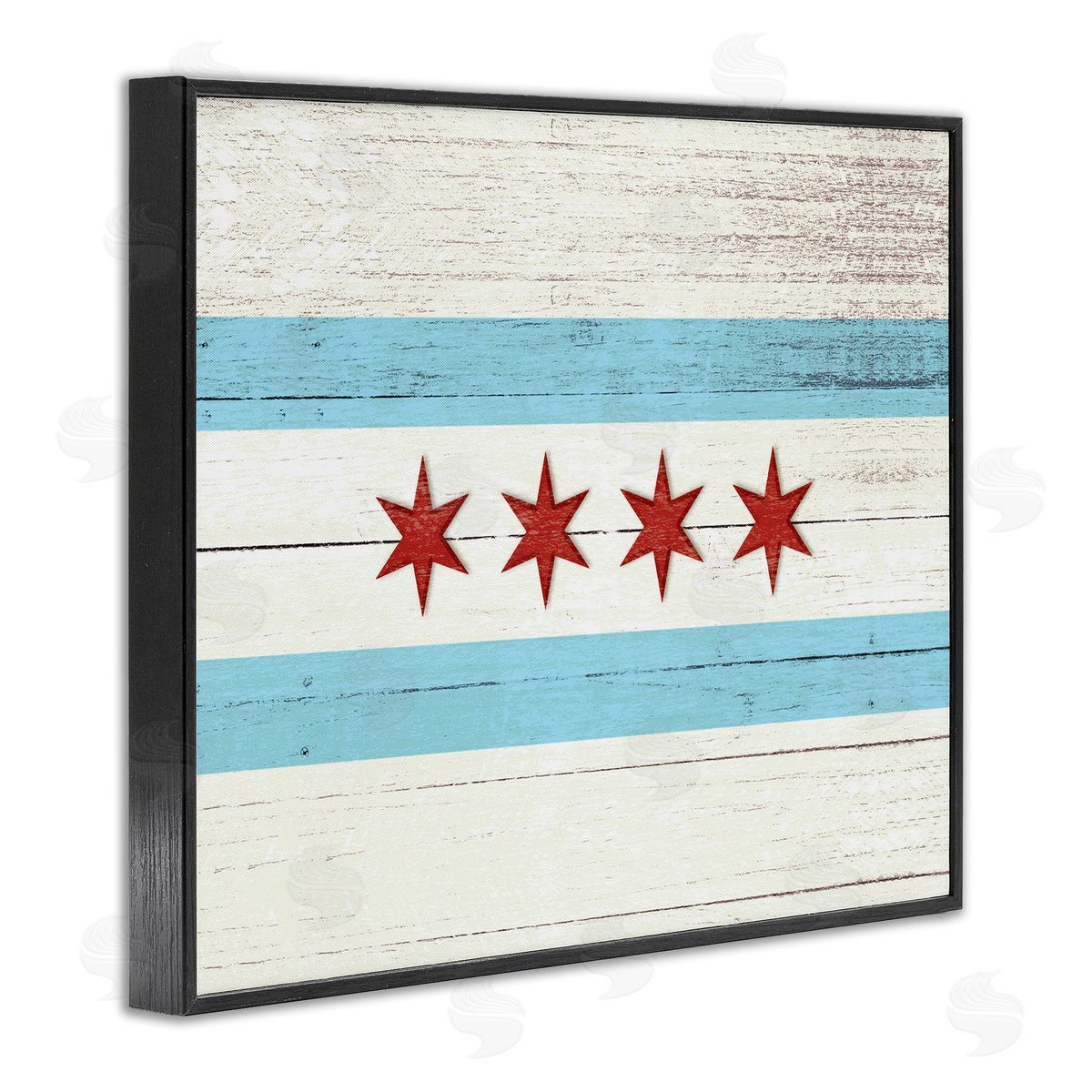 Chicago Flag Distressed Style Black Frame Print Wall Art, Home Decor by Stupell Studio