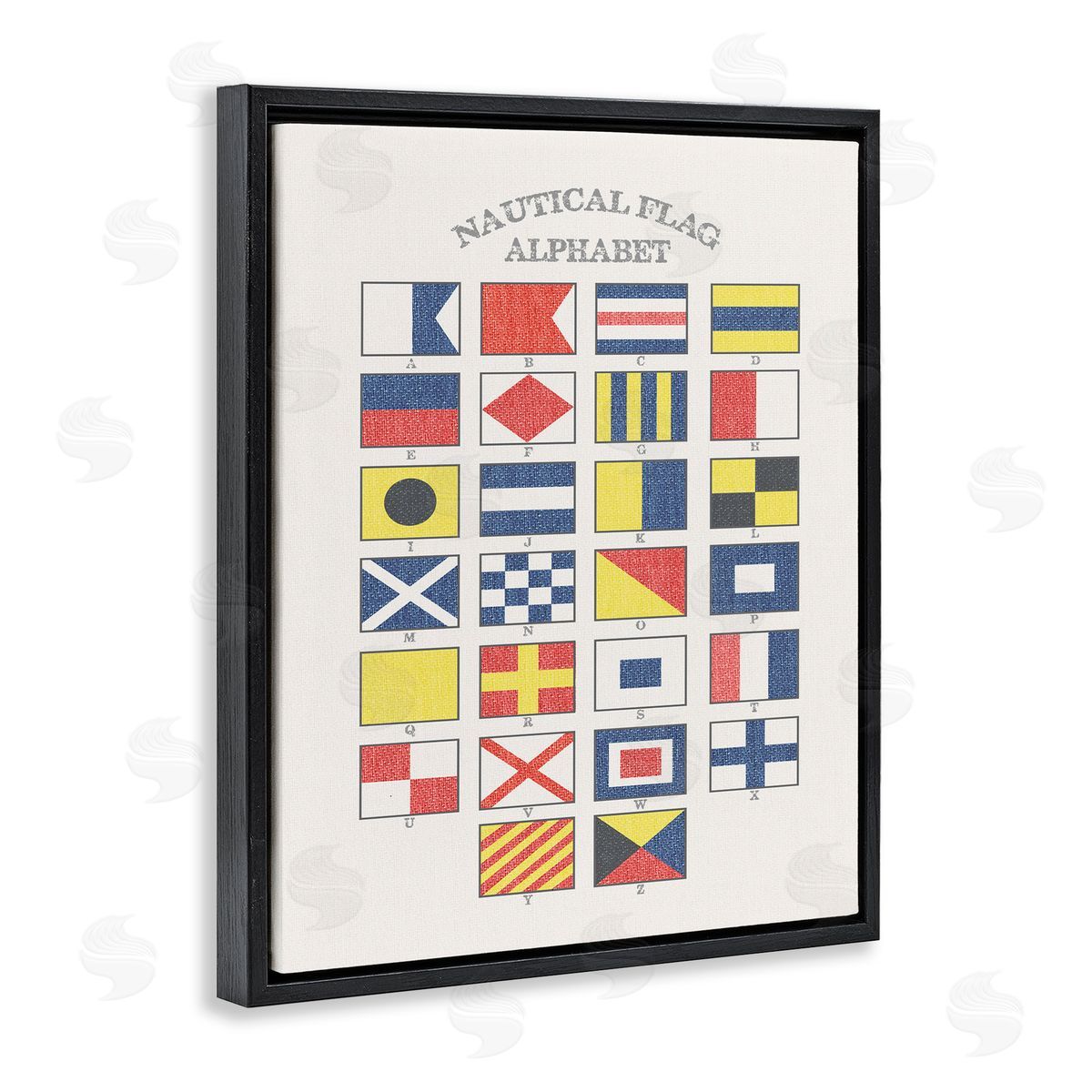 Nautical Flag Alphabet Black Floating Frame Canvas Wall Art, Home Decor by Stupell Studio