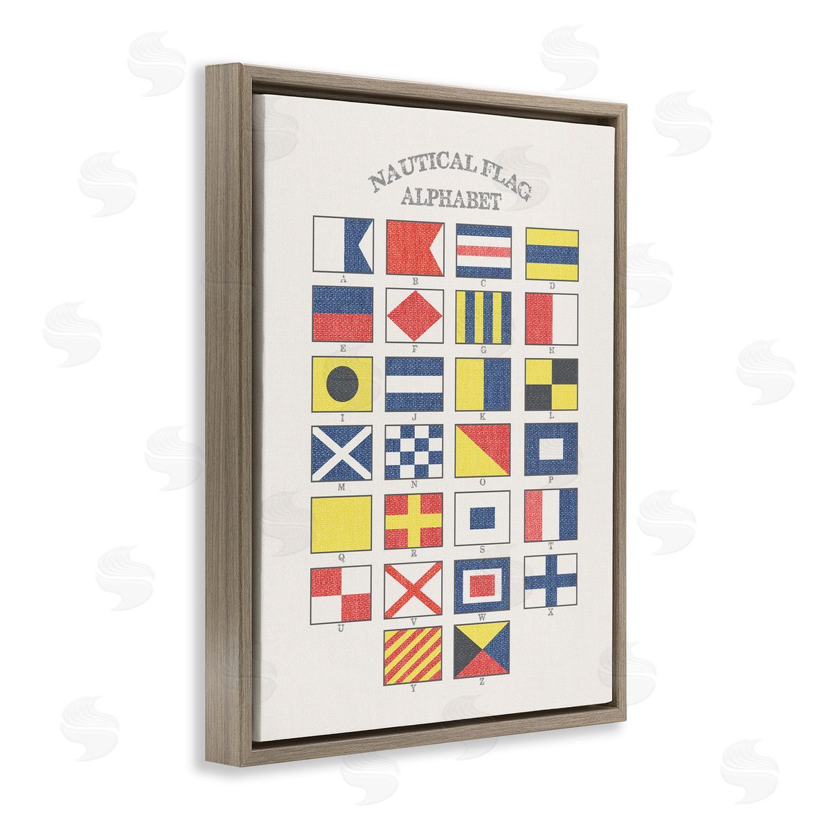 Nautical Flag Alphabet Brown Floating Frame Canvas Wall Art, Home Decor by Stupell Studio