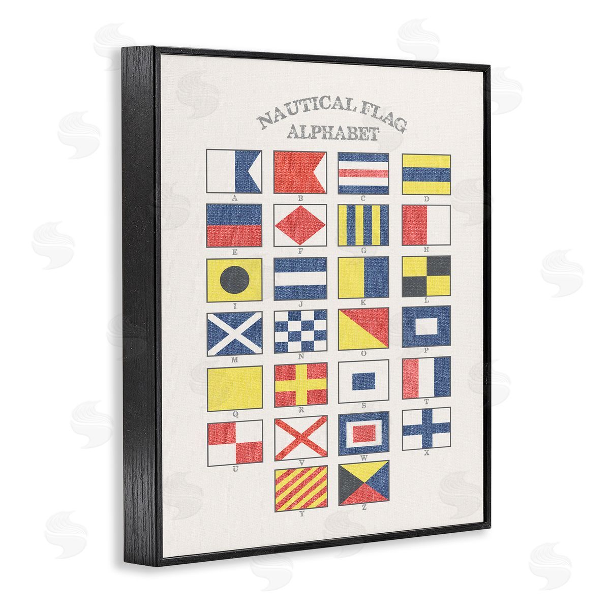 Nautical Flag Alphabet Black Frame Print Wall Art, Home Decor by Stupell Studio