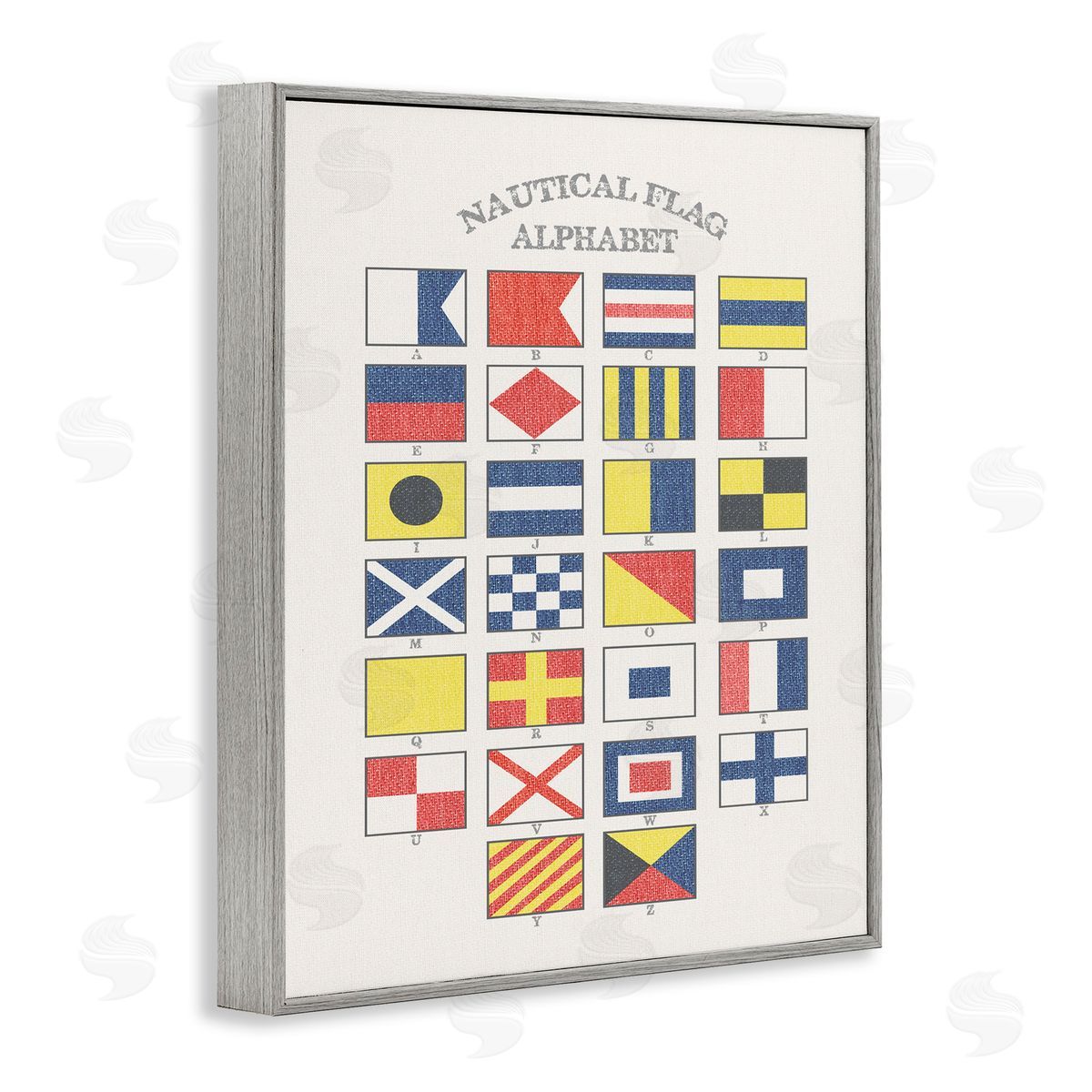 Nautical Flag Alphabet Grey Frame Print Wall Art, Home Decor by Stupell Studio
