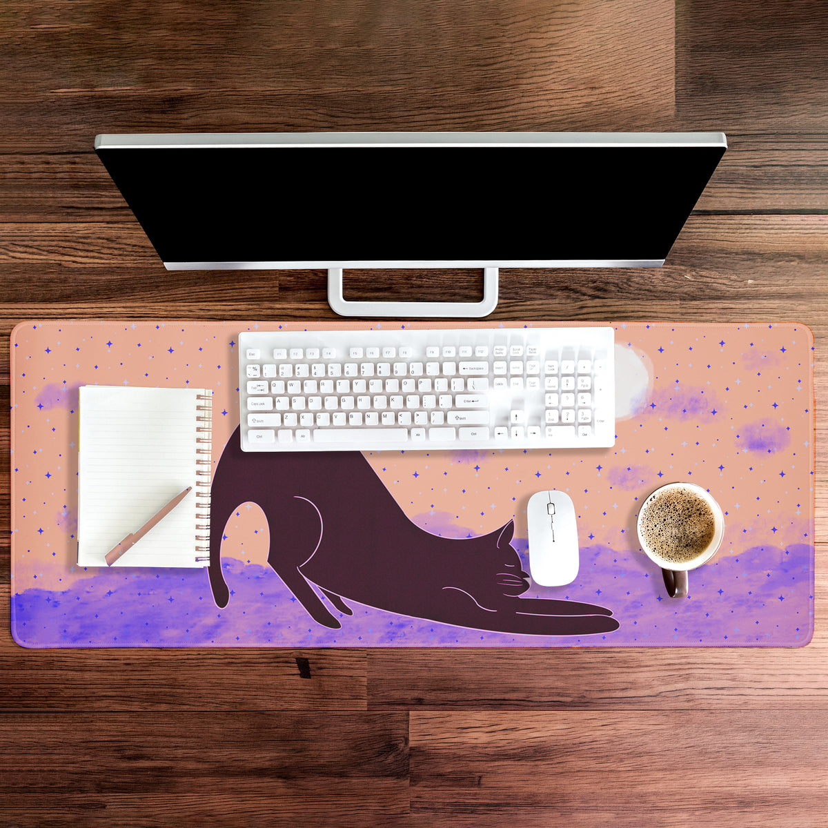 Eclectic Modern Stretching Cat In Dreamland