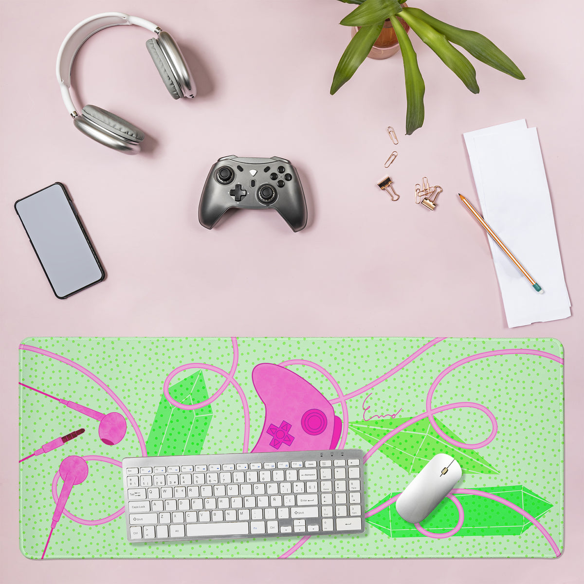 Eclectic Modern Game Controller & Earphones