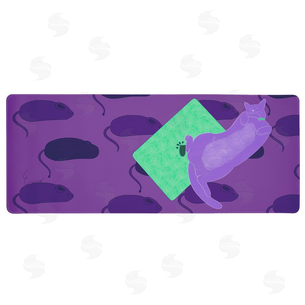 Eclectic Modern Cat Dreaming of Purple Mice