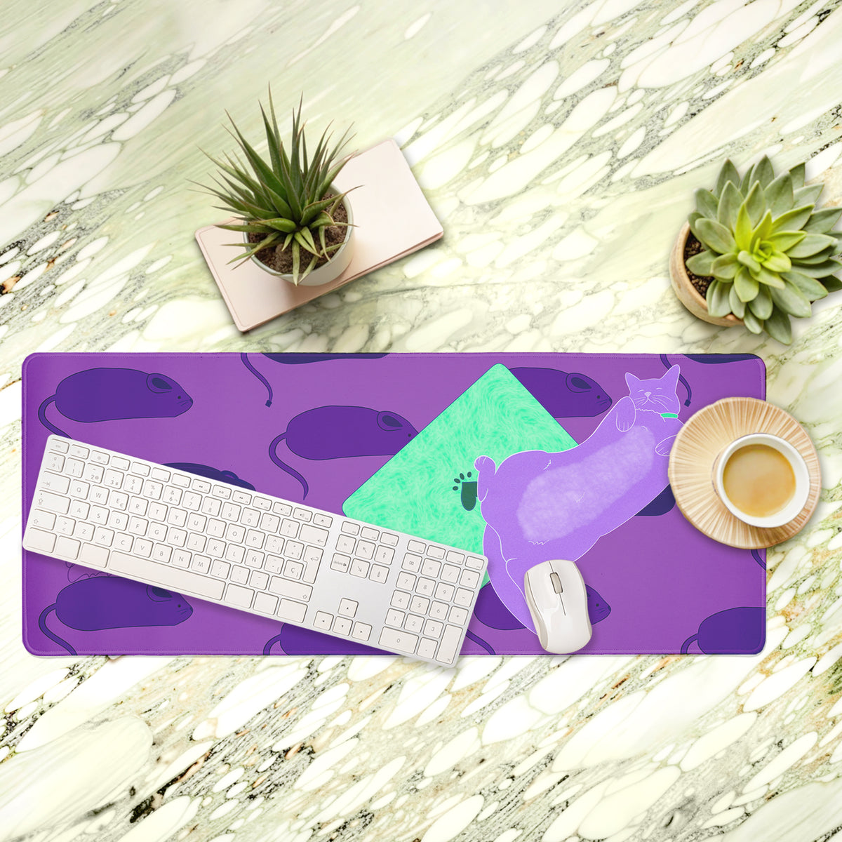 Eclectic Modern Cat Dreaming of Purple Mice