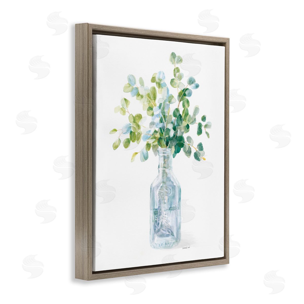 Flower Jar Still Life Painting Brown Floating Frame Canvas Wall Art, Home Decor by Danhui Nai