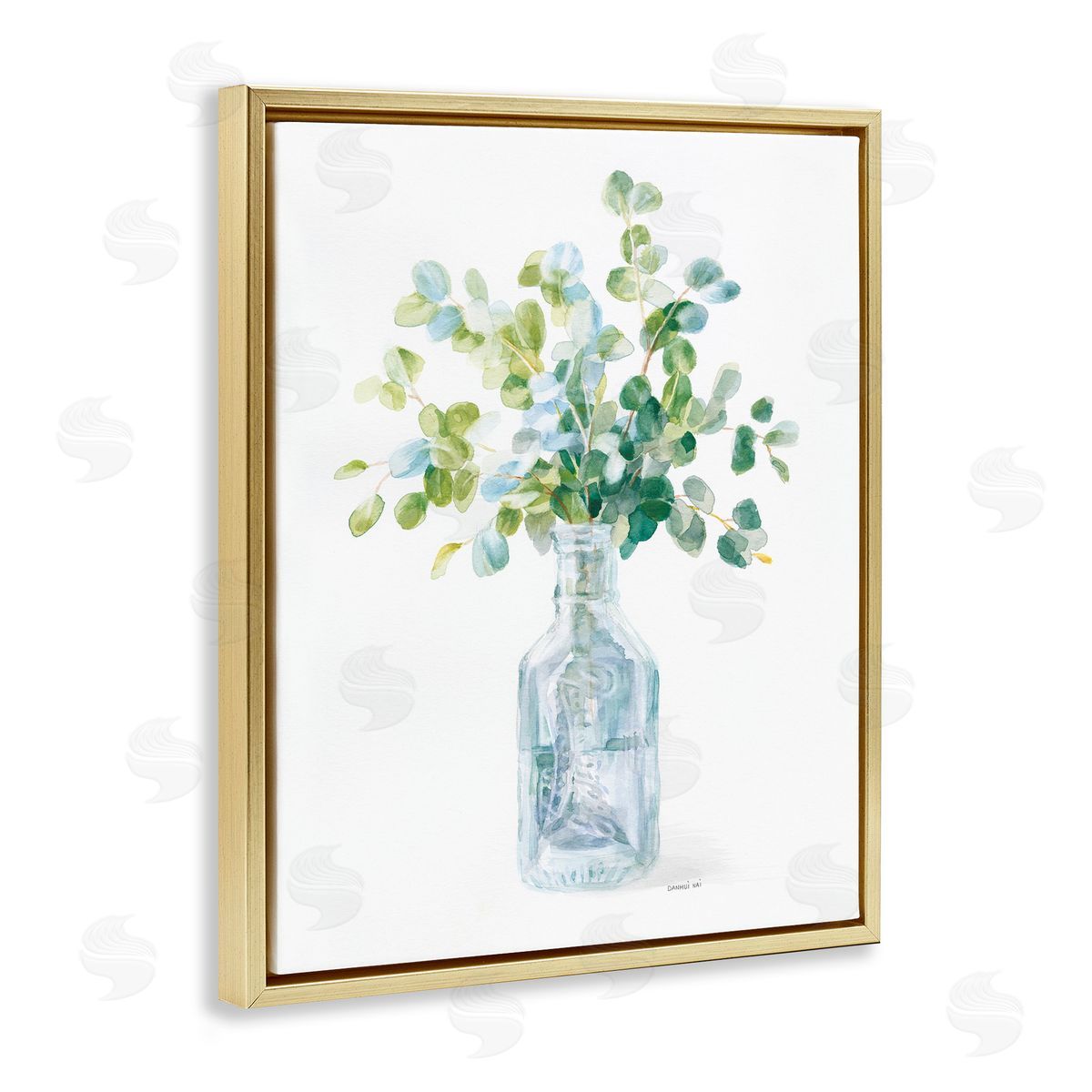 Flower Jar Still Life Painting Gold Floating Frame Canvas Wall Art, Home Decor by Danhui Nai