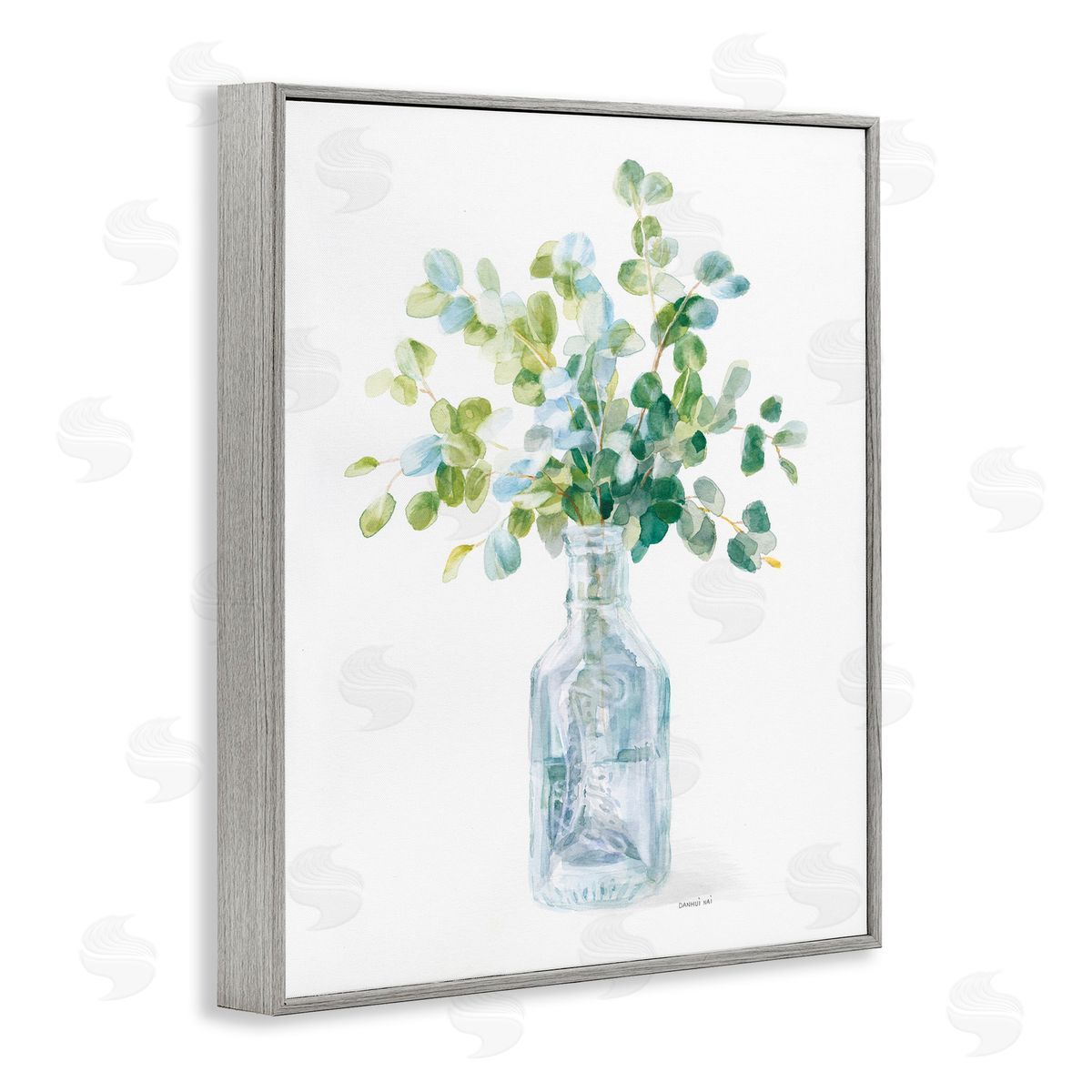 Flower Jar Still Life Painting Grey Frame Print Wall Art, Home Decor by Danhui Nai