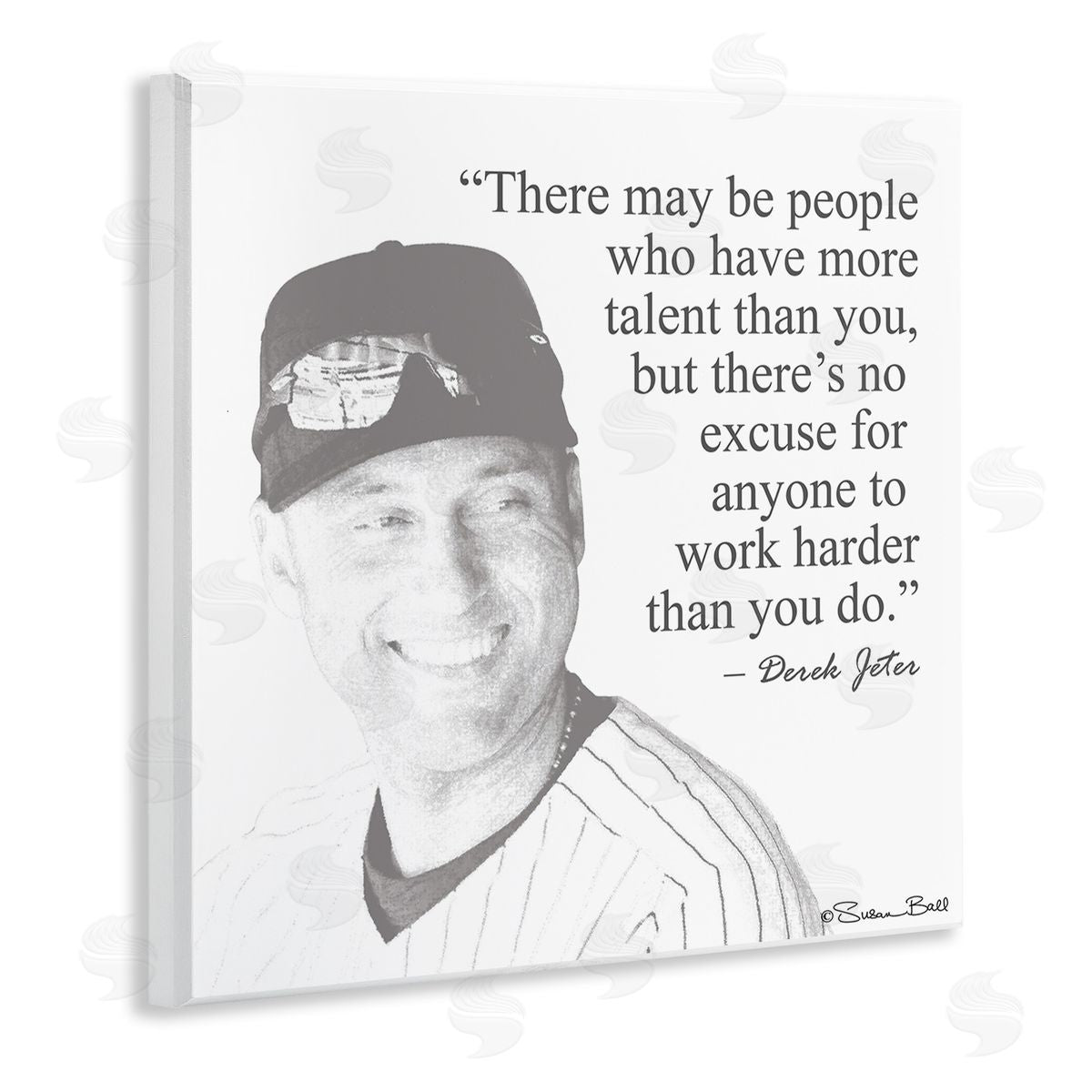 Work Hard Derek Jeter Quote Wood Plaque Wall Art, Home Decor by Penny Lane Publishing