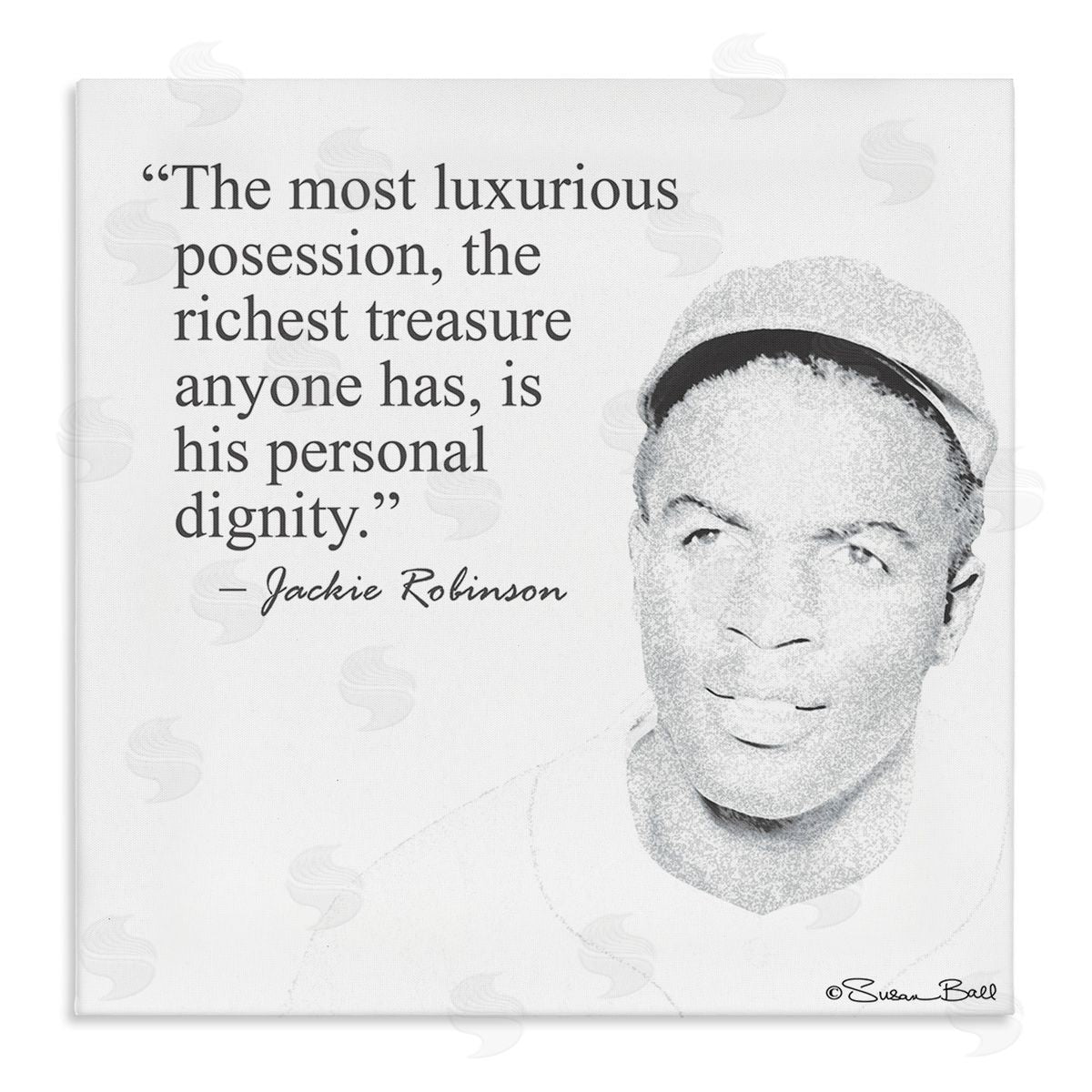 Personal Dignity Jackie Robinson Quote Black and White Canvas Wall Art, Home Decor by Penny Lane Publishing