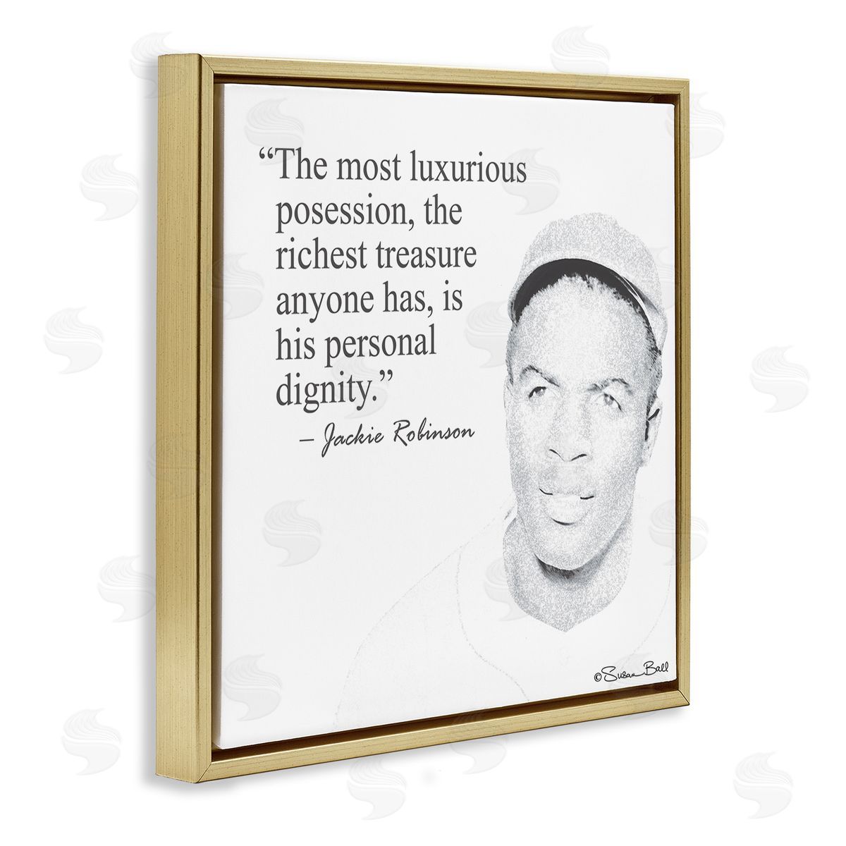 Personal Dignity Jackie Robinson Quote Black and White Gold Floating Frame Canvas Wall Art, Home Decor by Penny Lane Publishing