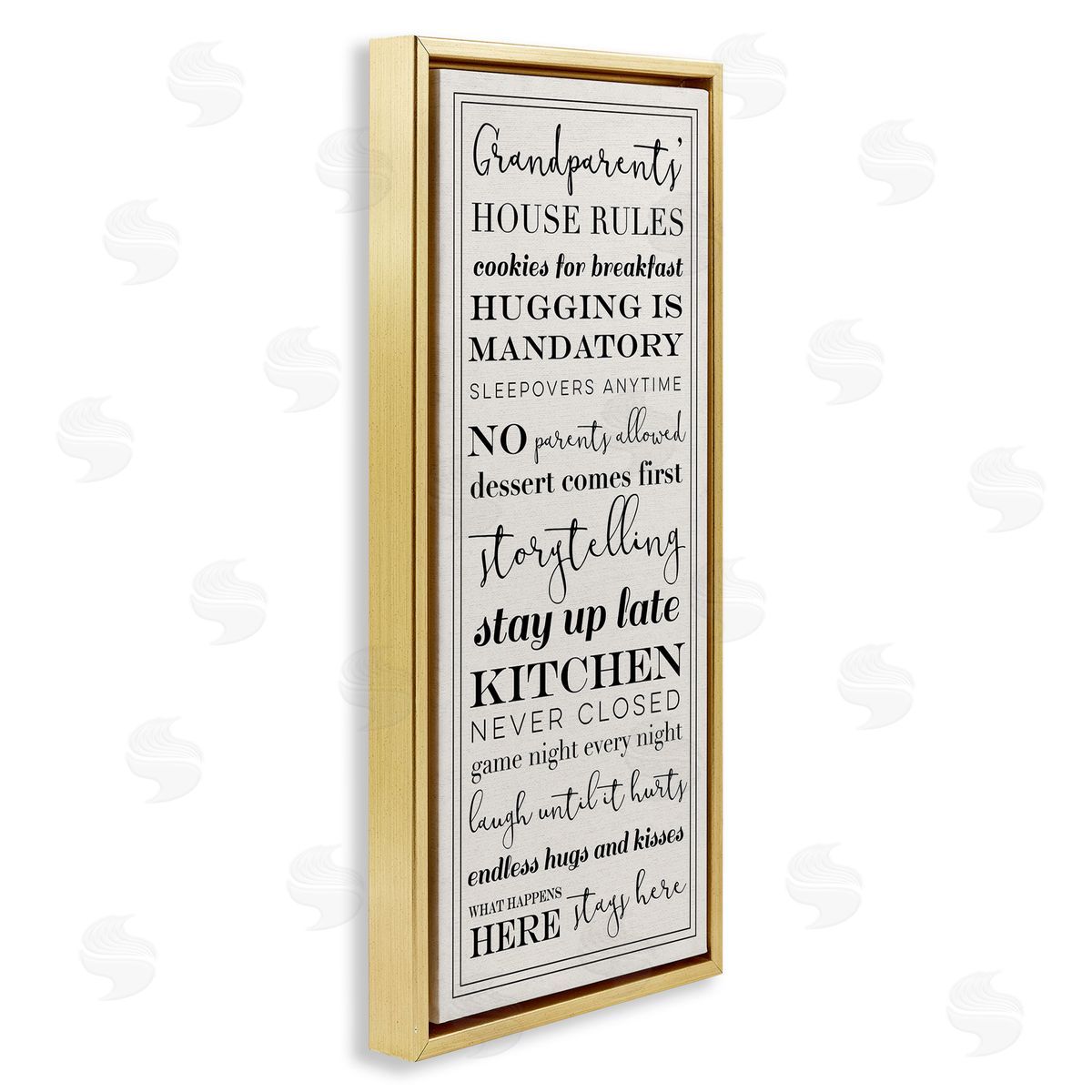 Grandparents House Rules Gold Floating Frame Canvas Wall Art, Home Decor by Stupell Studio