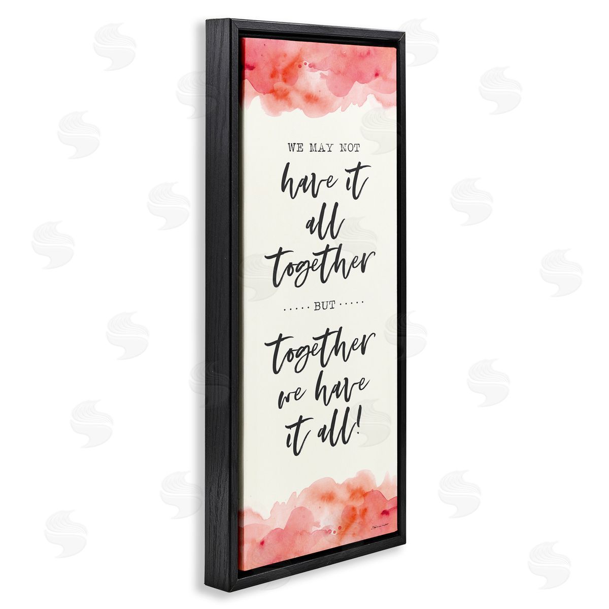 Romantic Phrase with Blush Watercolor Black Floating Frame Canvas Wall Art, Home Decor by Stephanie Workman Marrott