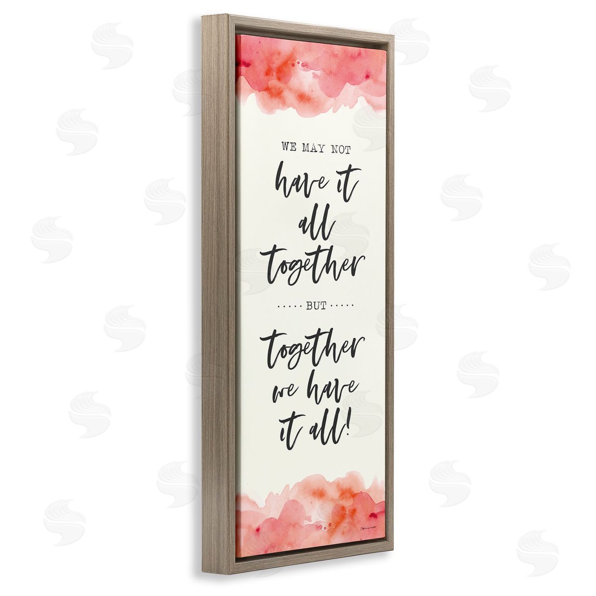 Romantic Phrase with Blush Watercolor Brown Floating Frame Canvas Wall Art, Home Decor by Stephanie Workman Marrott