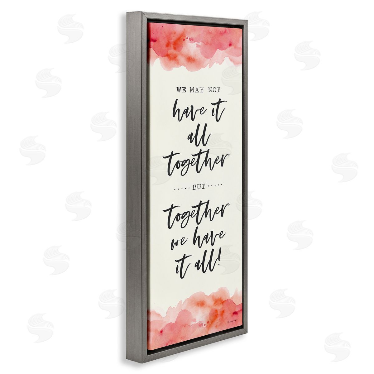 Romantic Phrase with Blush Watercolor Grey Floating Frame Canvas Wall Art, Home Decor by Stephanie Workman Marrott