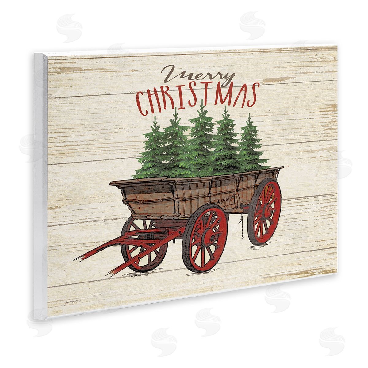 Merry Christmas Tree Wagon Wood Plaque Wall Art, Home Decor by Jo Moulton