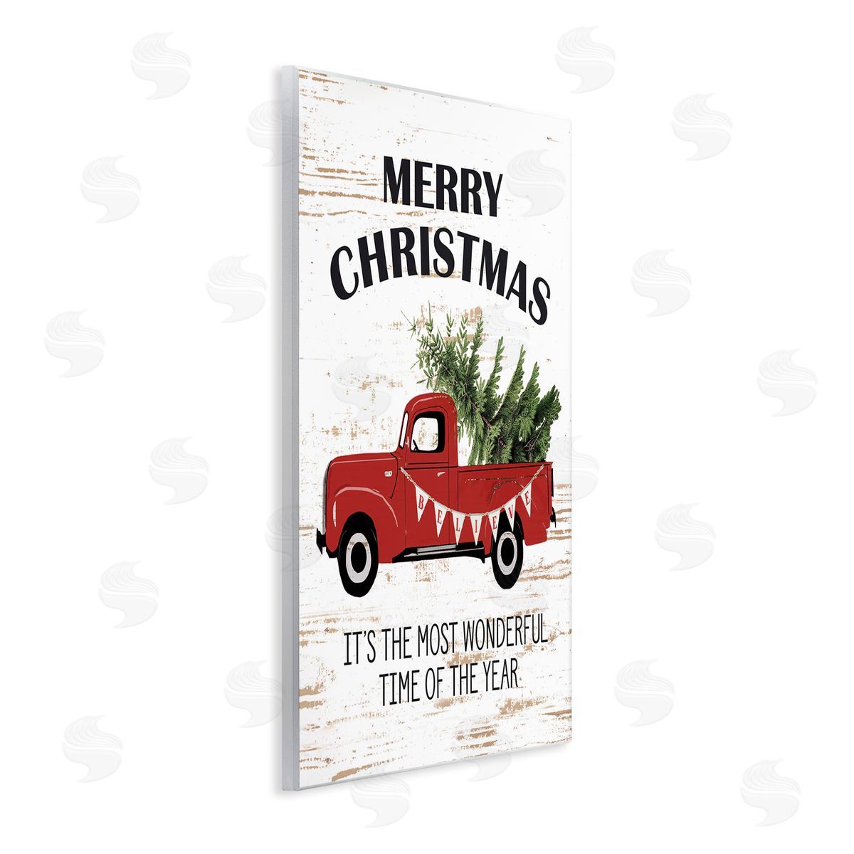 Christmas Most Wonderful Time Vintage Truck Wood Plaque Wall Art, Home Decor by Lettered and Lined