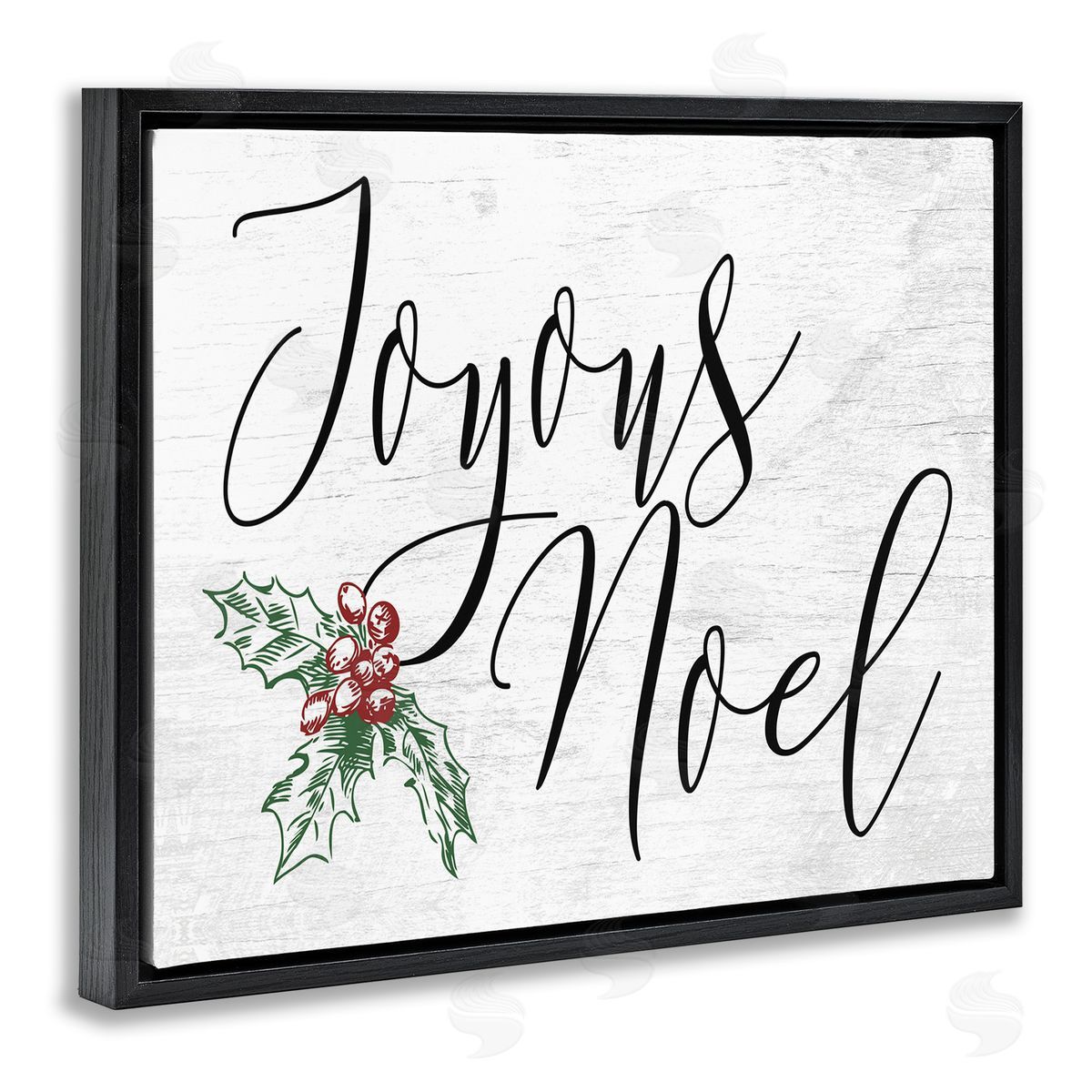 Joyous Noel Christmas Botanicals Black Floating Frame Canvas Wall Art, Home Decor by Stupell Studio