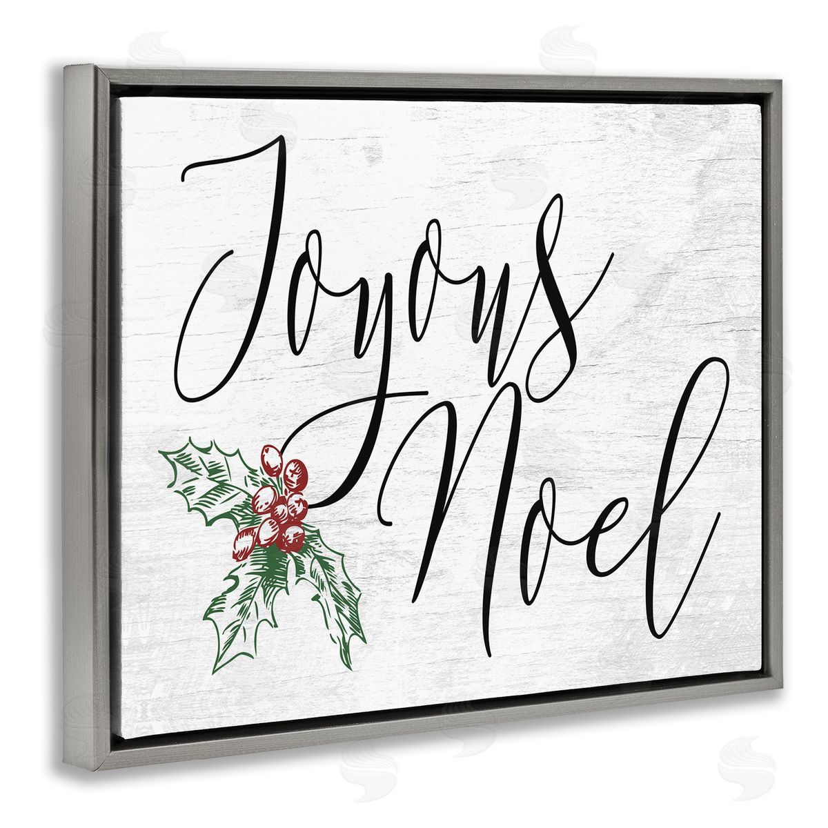 Joyous Noel Christmas Botanicals Grey Floating Frame Canvas Wall Art, Home Decor by Stupell Studio