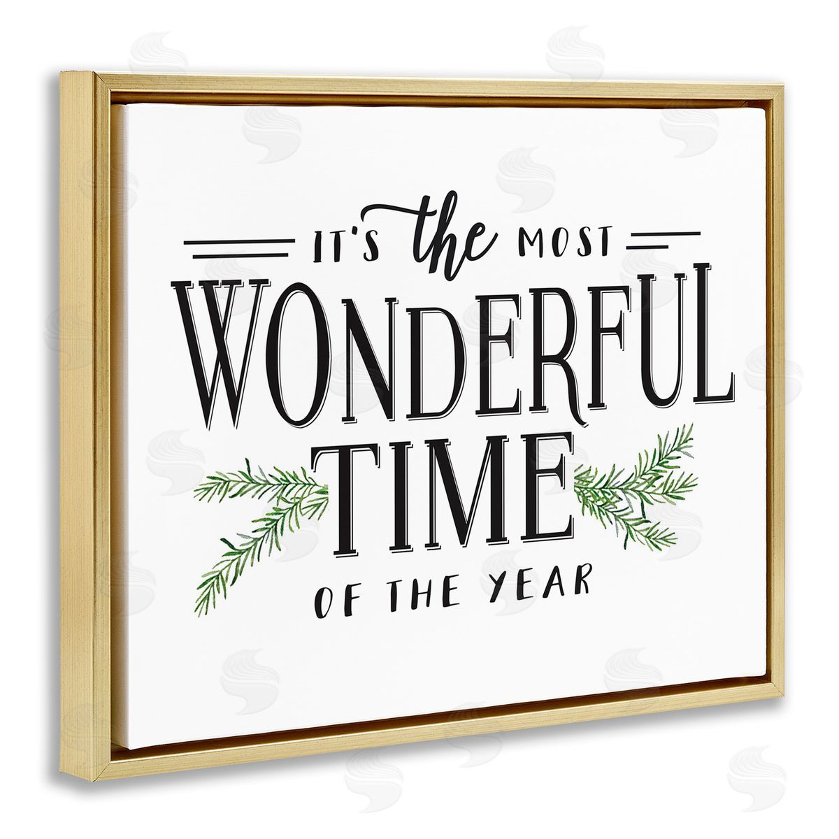 Classic Vintage Christmas Phrase Gold Floating Frame Canvas Wall Art, Home Decor by Lettered and Lined