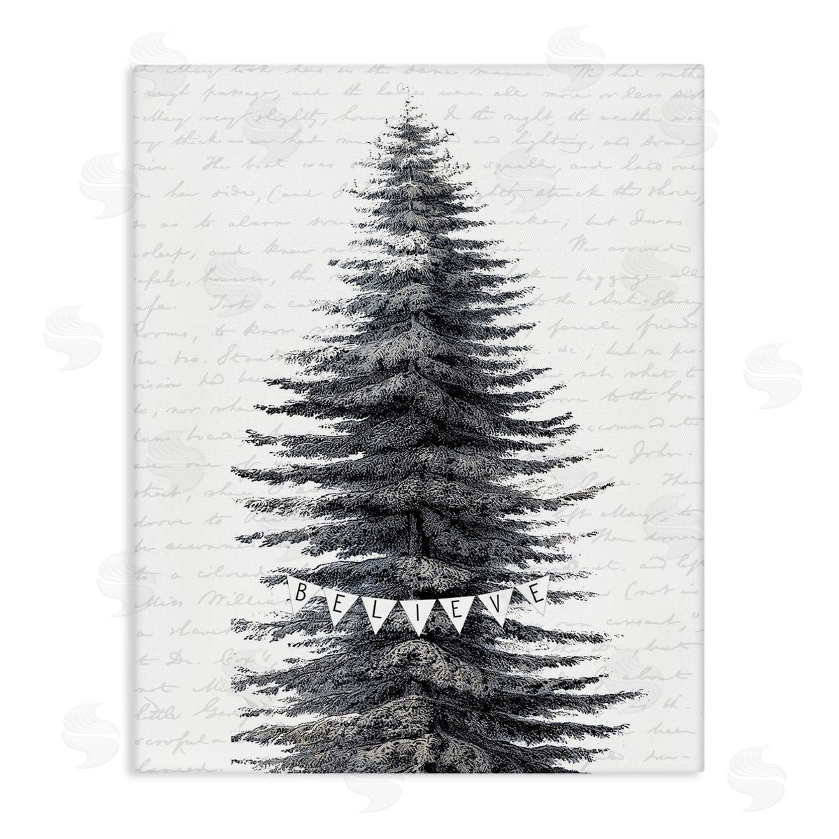 Snow Dusted Christmas Tree Canvas Wall Art, Home Decor by Lettered and Lined