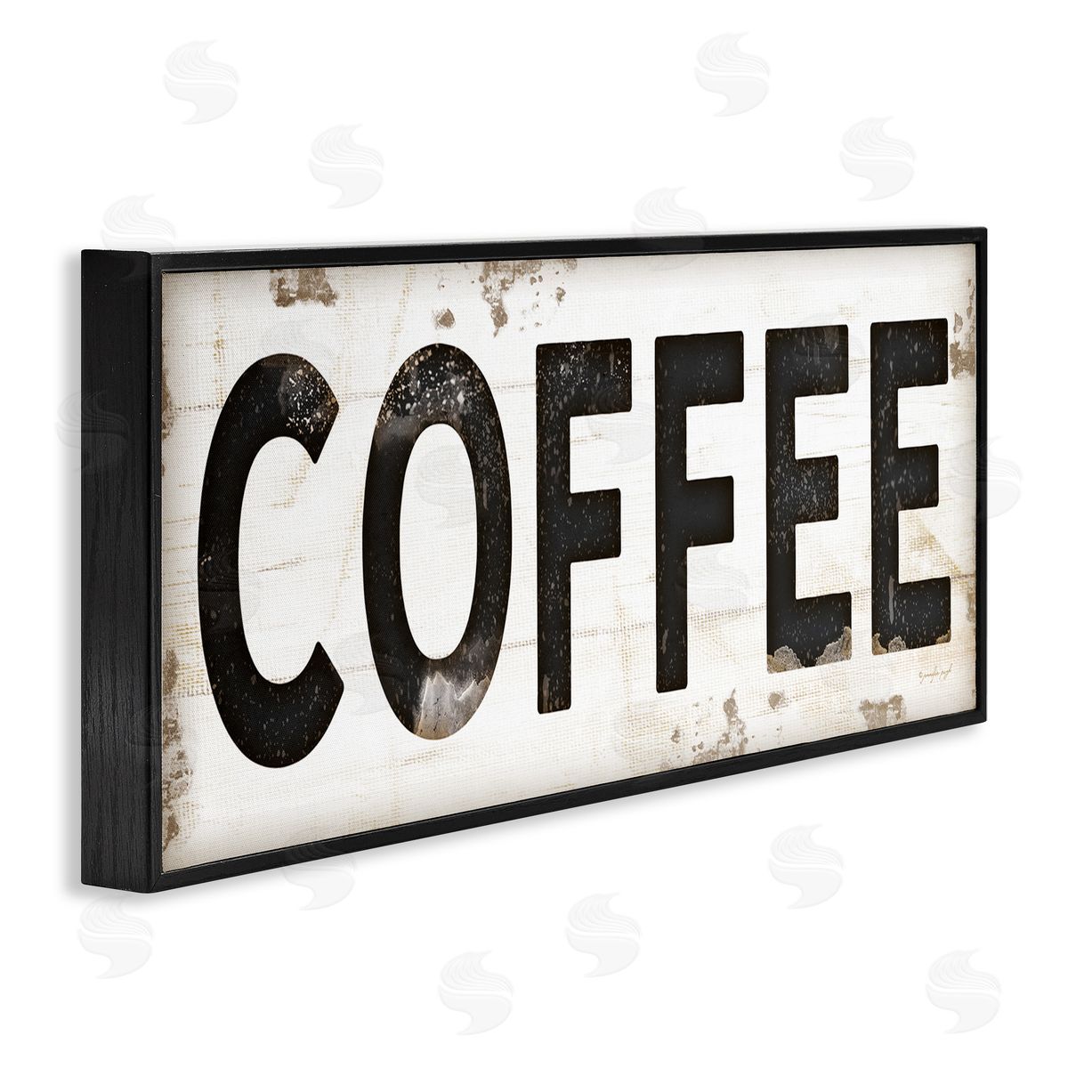 Coffee Typography Vintage Sign Black Frame Print Wall Art, Home Decor by Jennifer Pugh