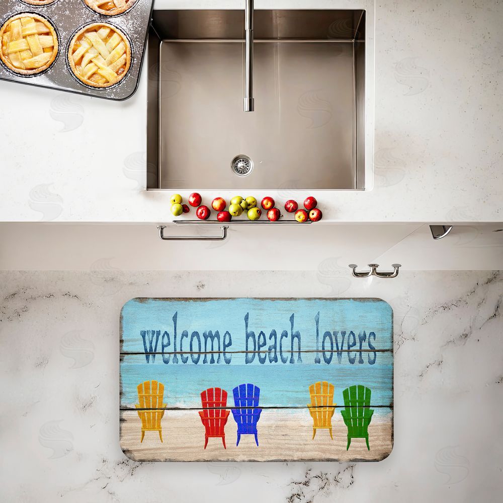 Gail Fraser Rustic Welcome Beach Lovers Kitchen Floor Mat