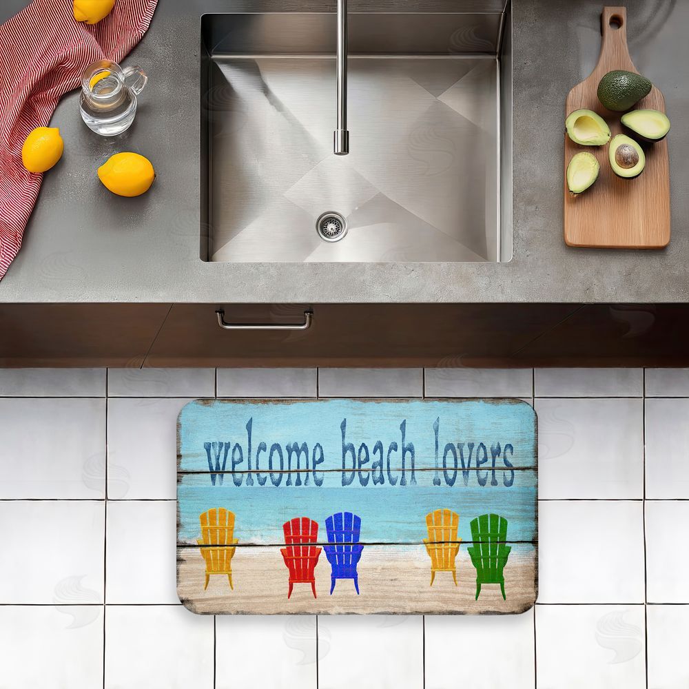 Gail Fraser Rustic Welcome Beach Lovers Kitchen Floor Mat