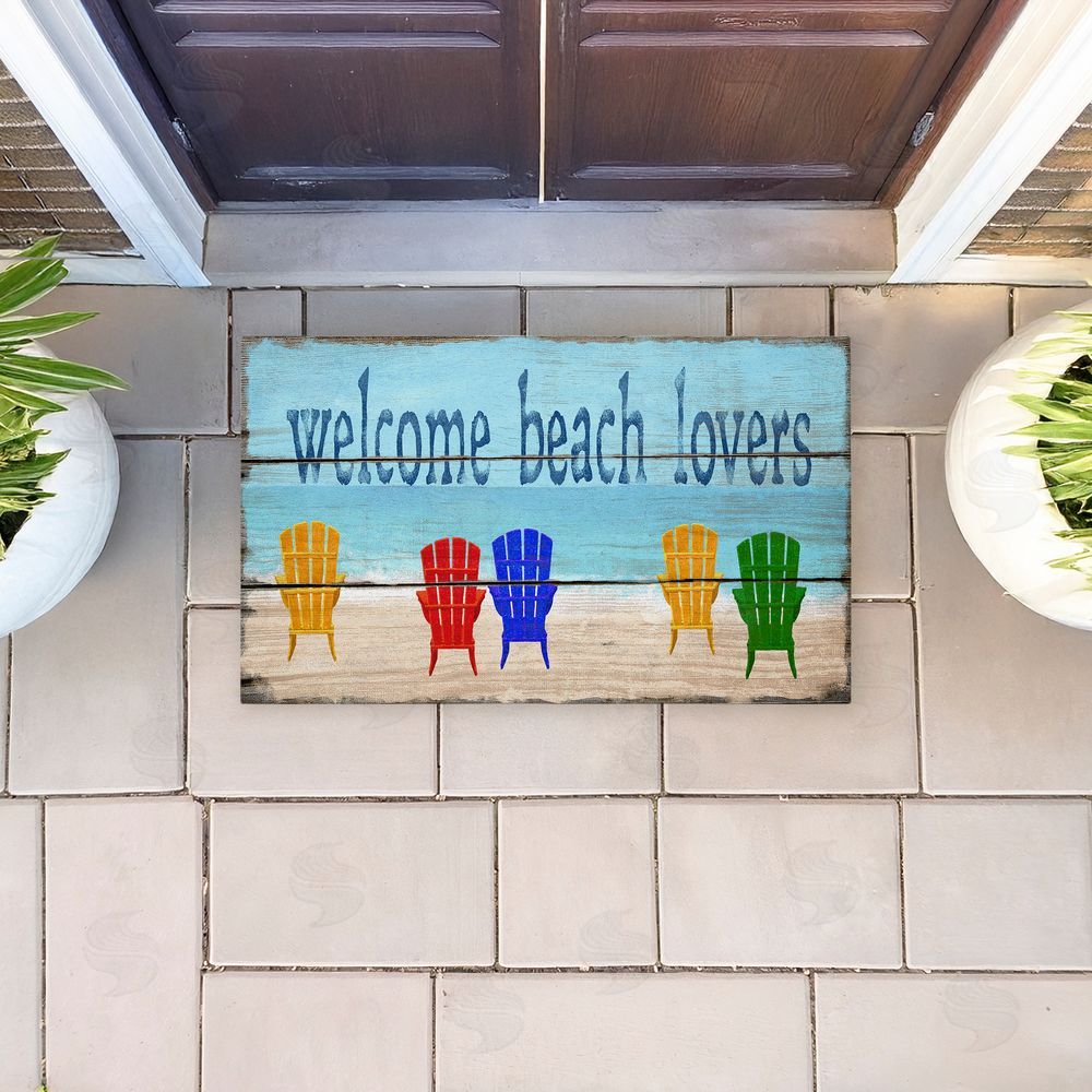 Gail Fraser Rustic Welcome Beach Lovers Unwoven Outdoor Door Mat