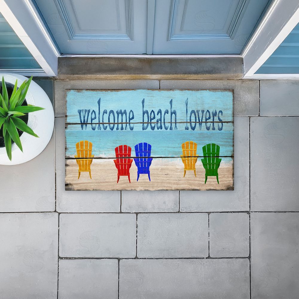 Gail Fraser Rustic Welcome Beach Lovers Unwoven Outdoor Door Mat