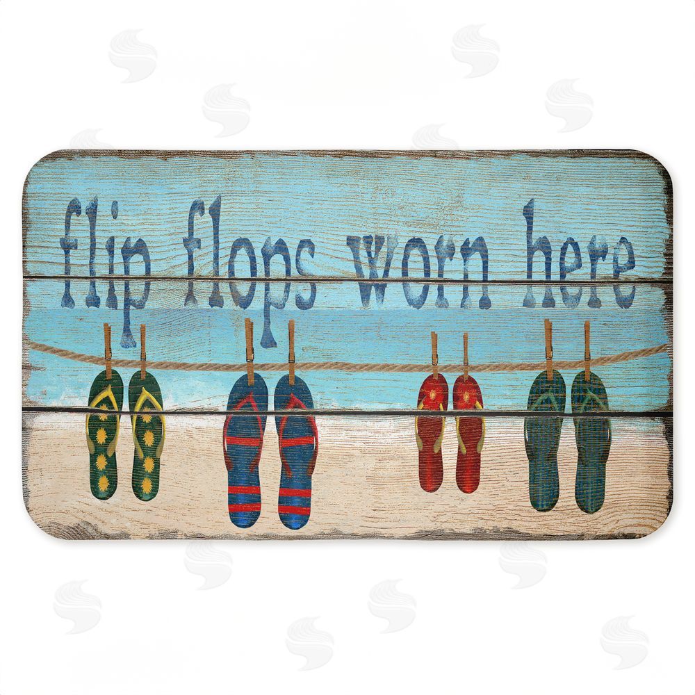 Gail Fraser Flip Flops Worn Here Beach Greeting Kitchen Floor Mat