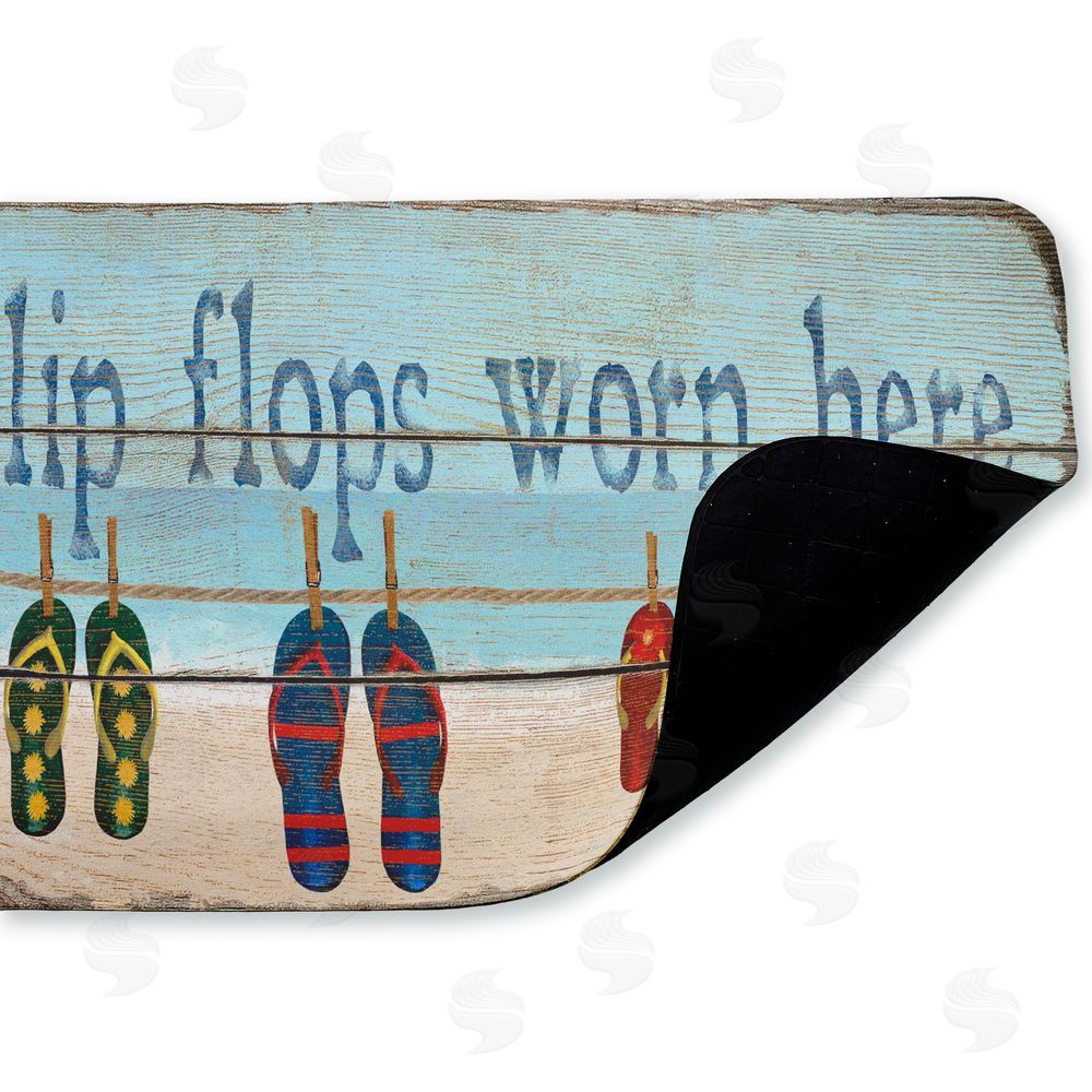 Gail Fraser Flip Flops Worn Here Beach Greeting Kitchen Floor Mat