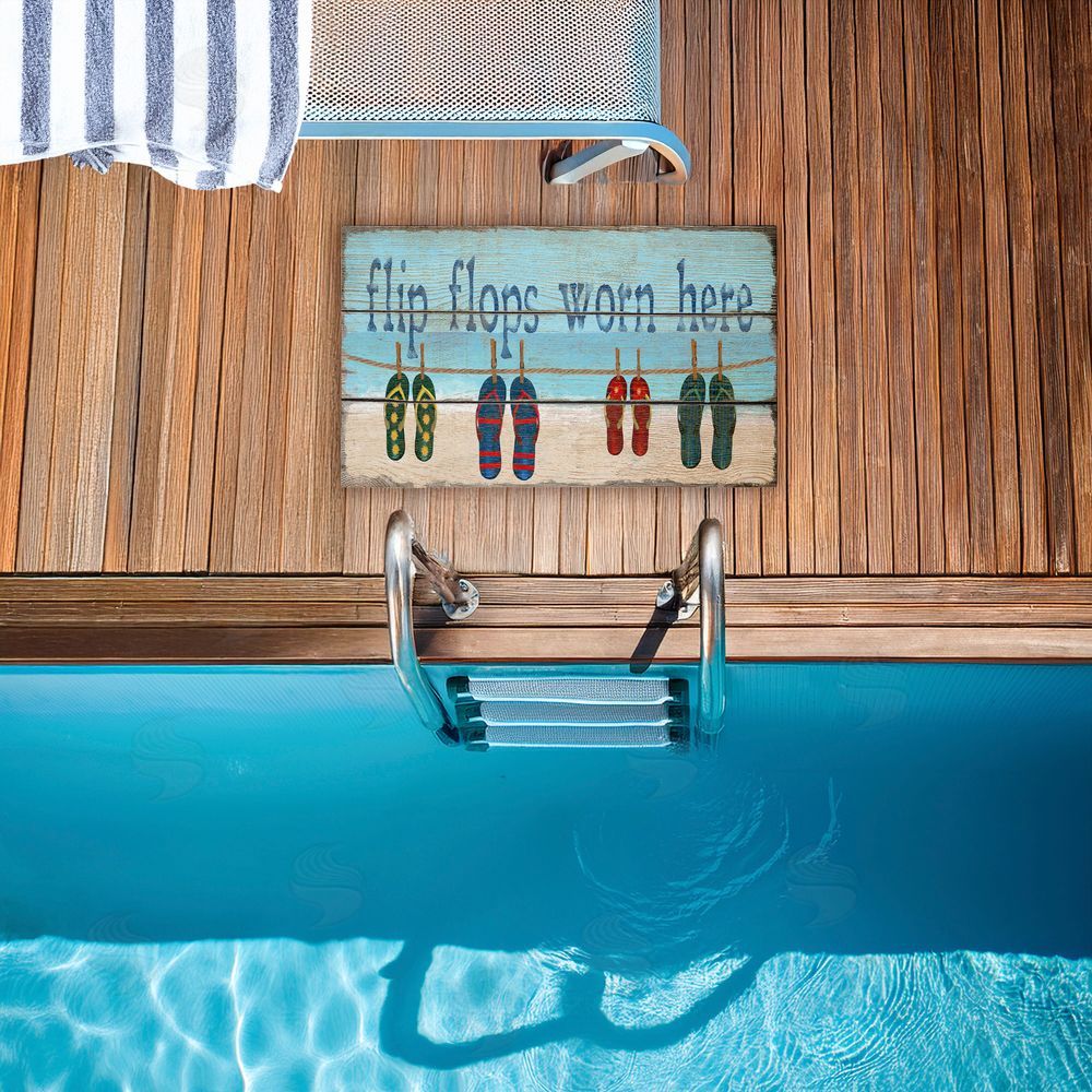 Gail Fraser Flip Flops Worn Here Beach Greeting Unwoven Outdoor Door Mat