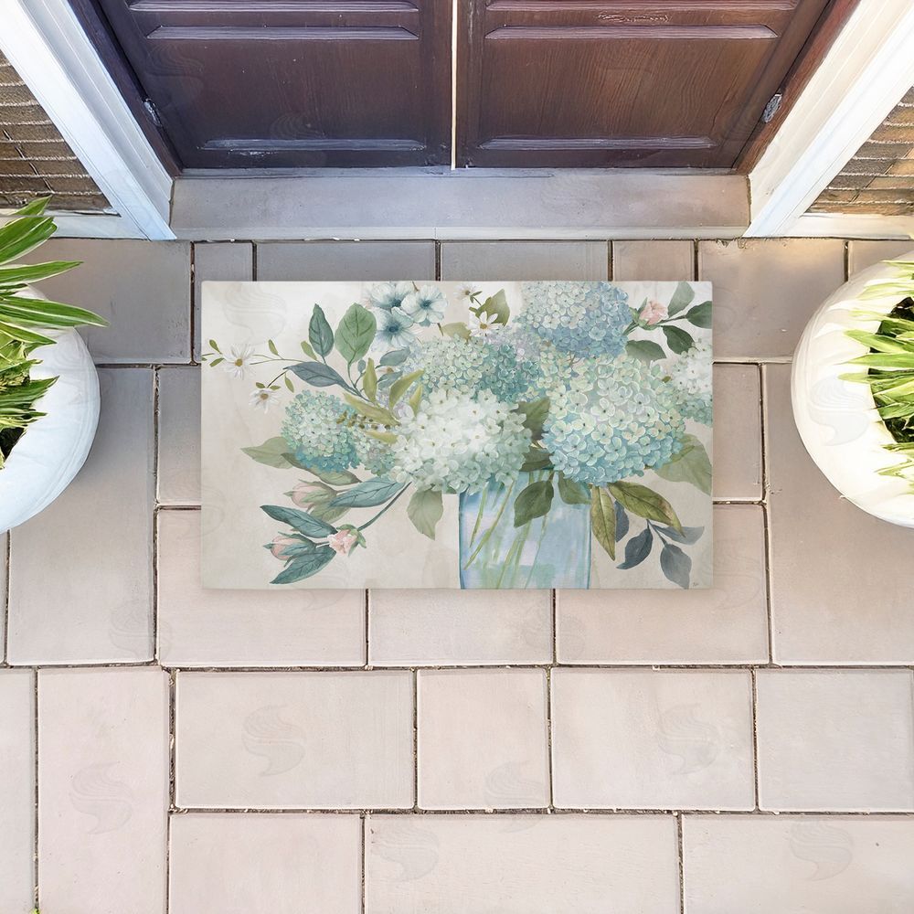 Nan Blue Hydrangeas Galore Unwoven Outdoor Door Mat