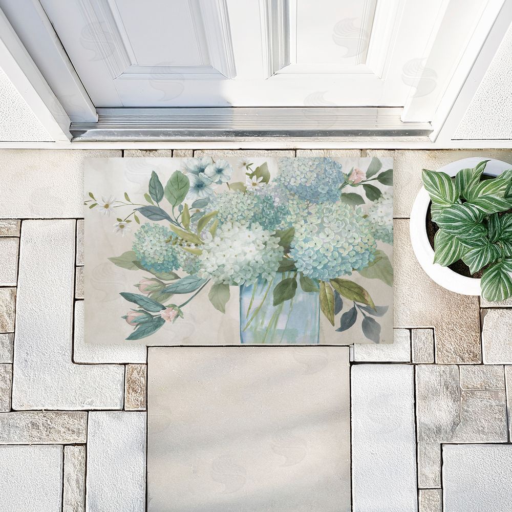 Nan Blue Hydrangeas Galore Unwoven Outdoor Door Mat
