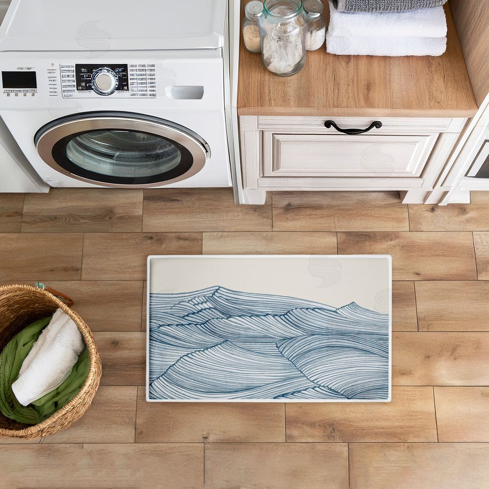 Emma Peal Lines Of Sea Waves Plush Bathroom Floor Mat