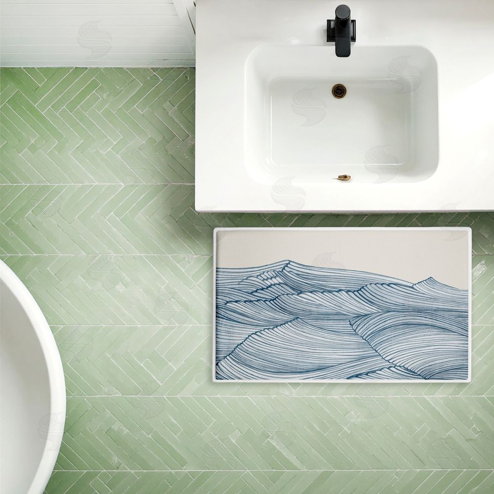 Emma Peal Lines Of Sea Waves Plush Bathroom Floor Mat