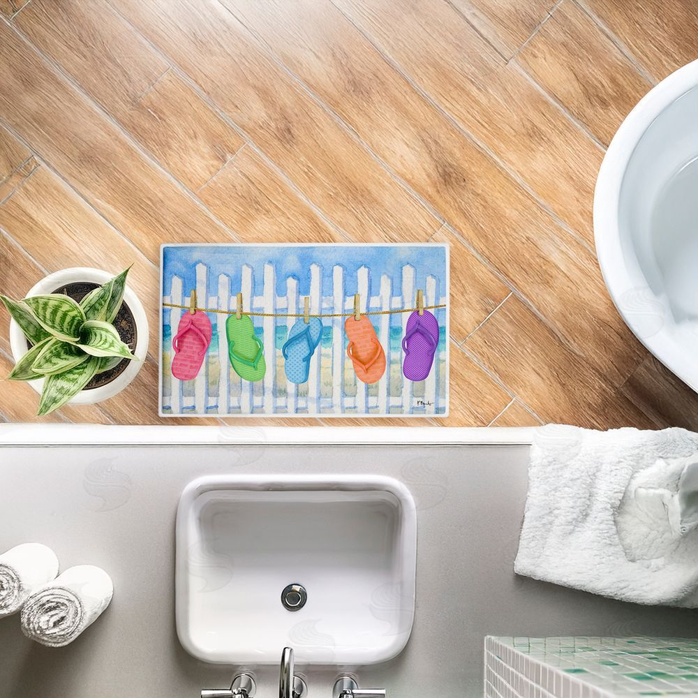 Paul Brent Flip Flop Summer Clothesline Plush Bathroom Floor Mat