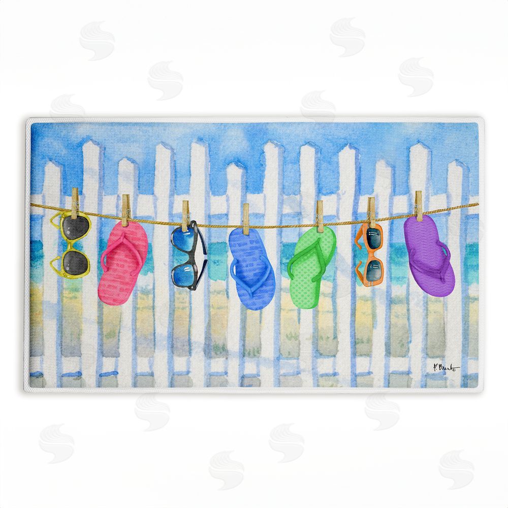 Paul Brent Flip Flop Clothesline Beach Plush Bathroom Floor Mat