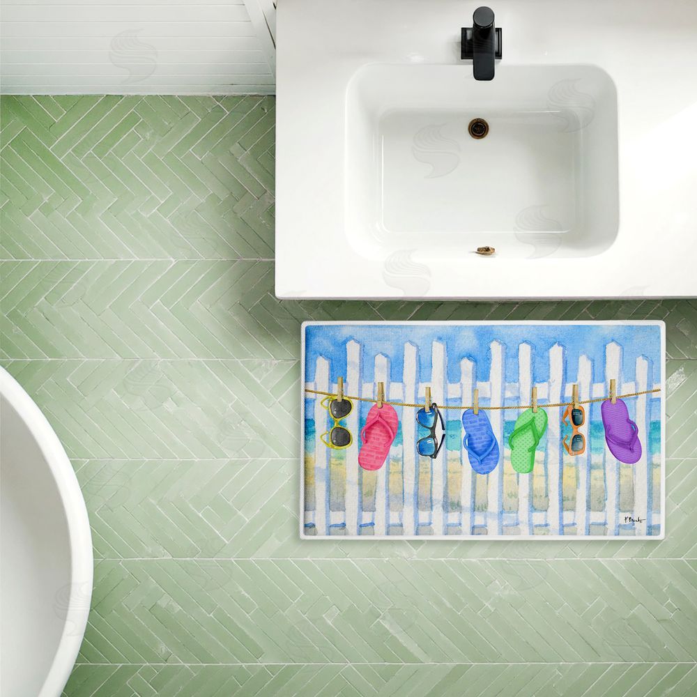 Paul Brent Flip Flop Clothesline Beach Plush Bathroom Floor Mat