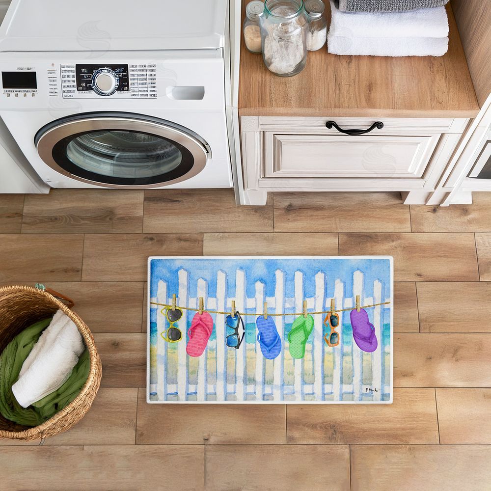 Paul Brent Flip Flop Clothesline Beach Plush Bathroom Floor Mat