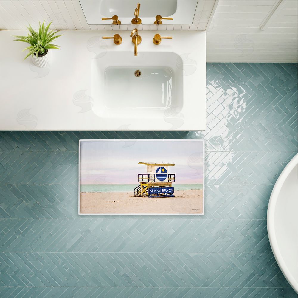 Seven Trees Design Miami Beach Lifeguard Hut Plush Bathroom Floor Mat