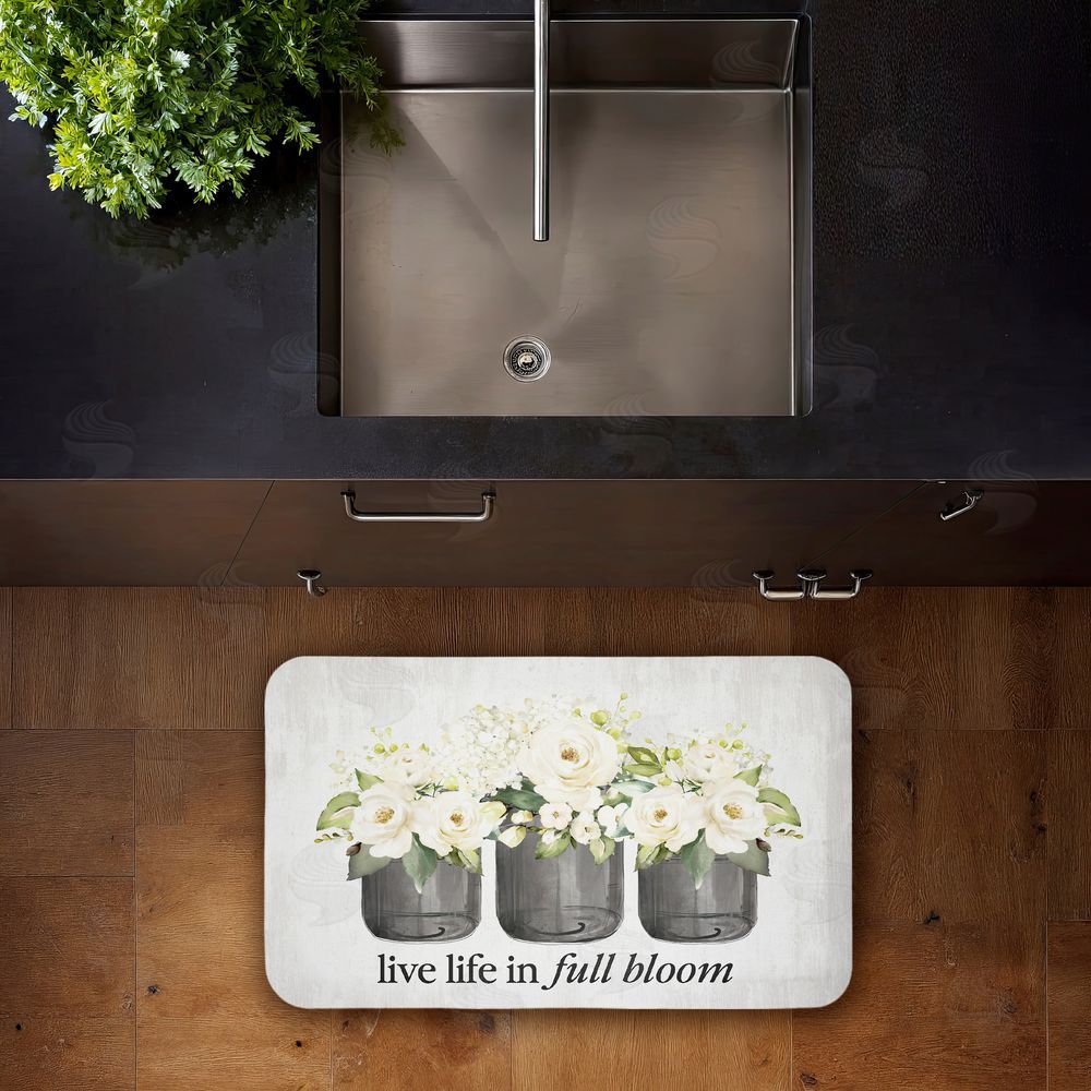 Lettered and Lined Life In Full Bloom Flowers Kitchen Floor Mat