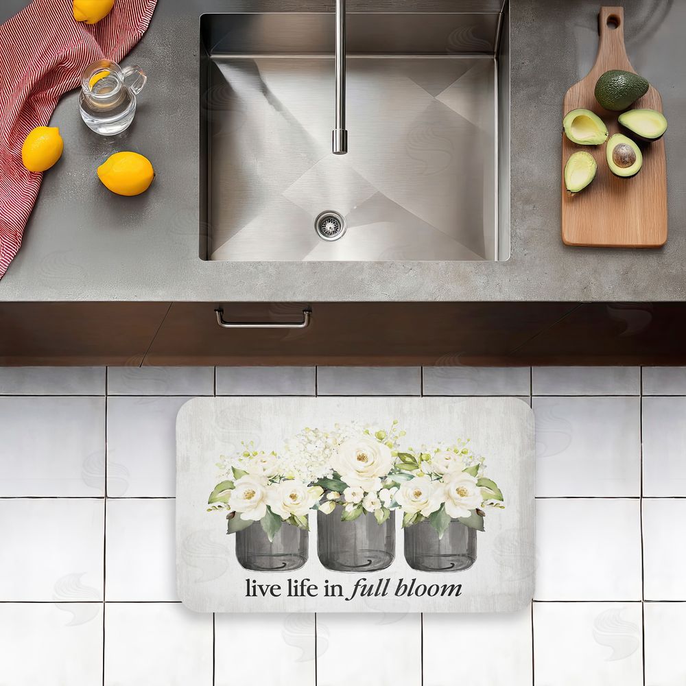Lettered and Lined Life In Full Bloom Flowers Kitchen Floor Mat