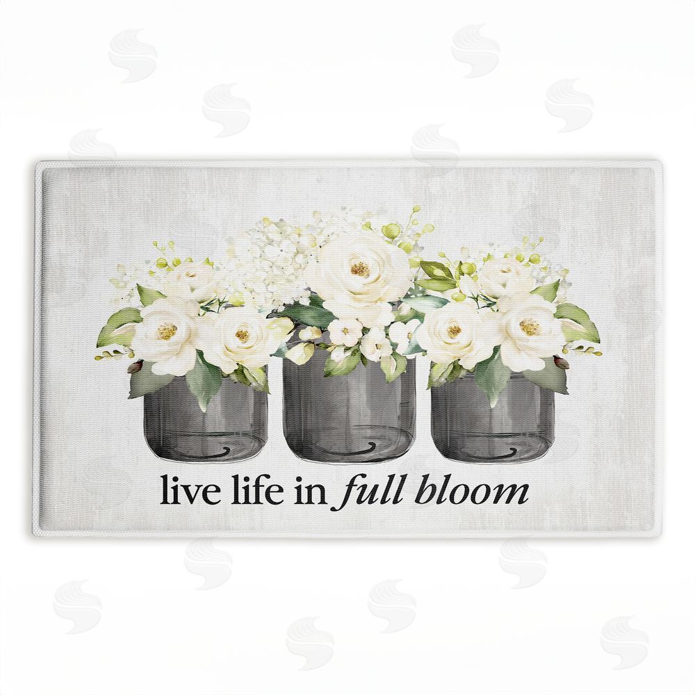 Lettered and Lined Life In Full Bloom Flowers Plush Bathroom Floor Mat